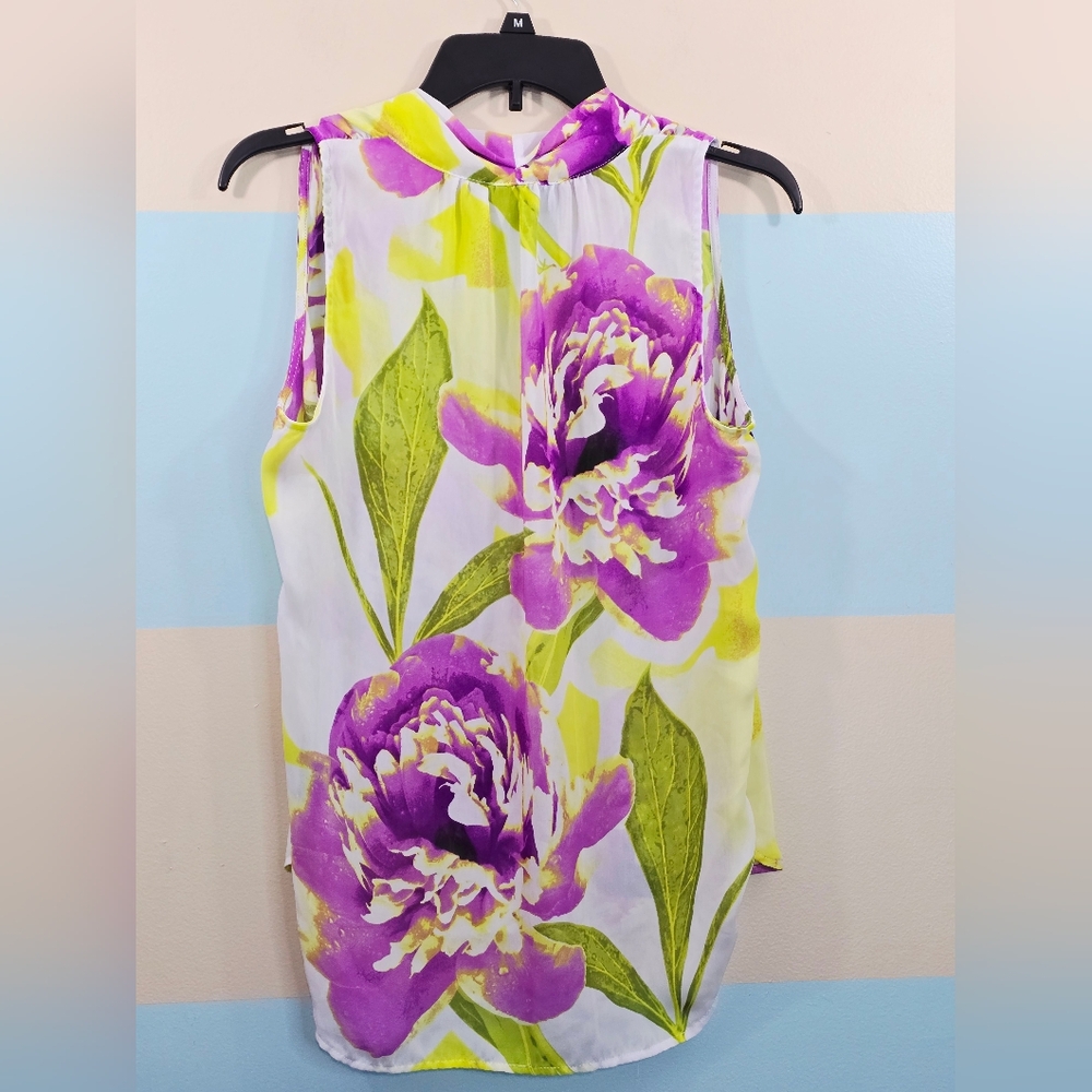Worthington Sleeveless Blouse - Purple and Green Floral - Picture 5 of 7